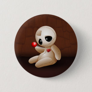 Voodoo Doll Cartoon in Love Pinback Button