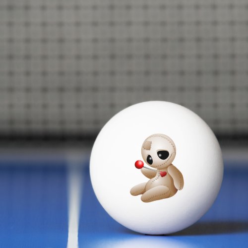 Voodoo Doll Cartoon in Love Ping Pong Ball