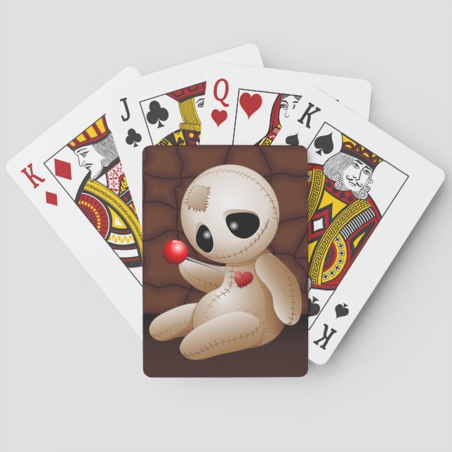 Voodoo Doll Cartoon in Love Poker Cards (Back)