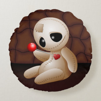 Voodoo Doll Cartoon in Love Round Pillow