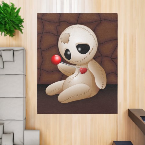 Voodoo Doll Cartoon in Love Rug