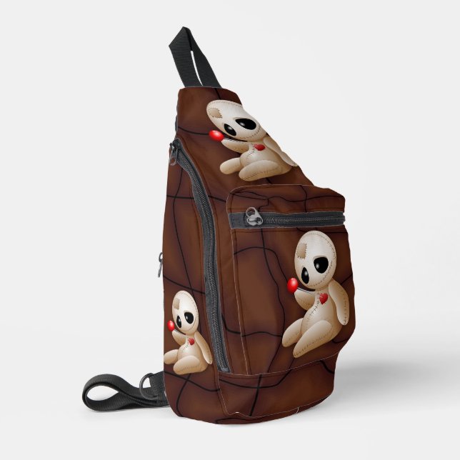 Voodoo Doll Cartoon in Love Sling Bag (Left Corner)