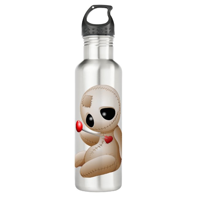 Voodoo Doll Cartoon in Love Stainless Steel Water Bottle (Front)
