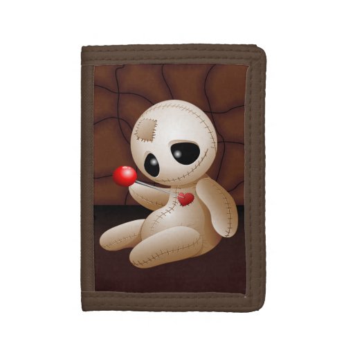 Voodoo Doll Cartoon in Love Trifold Wallet