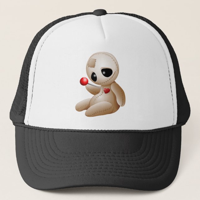 Voodoo Doll Cartoon in Love Trucker Hat (Front)