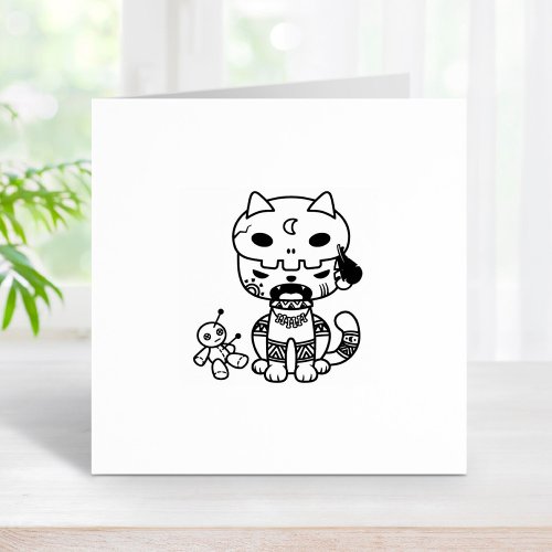 Voodoo Doll Cat 1x1 Rubber Stamp