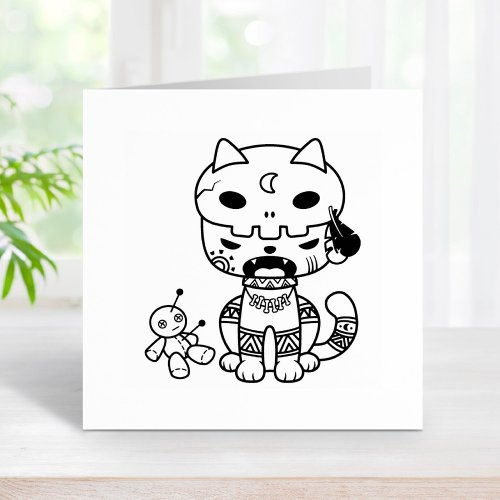 Voodoo Doll Cat Rubber Stamp