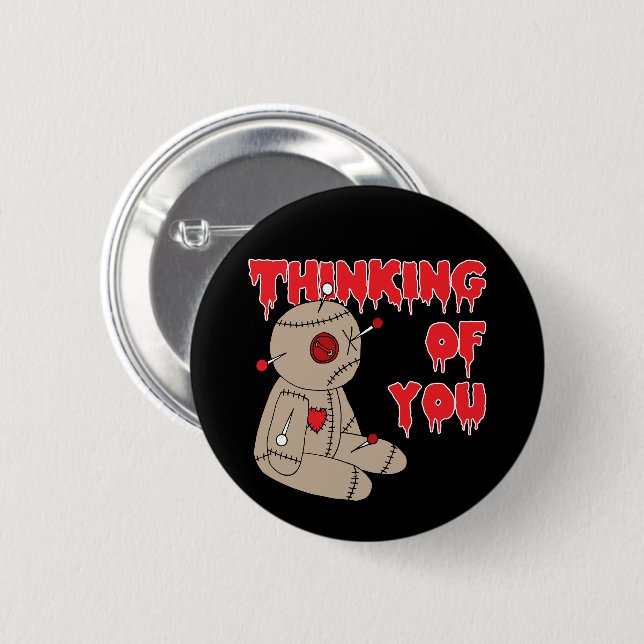 Voodoo Doll Funny Halloween Horror Button (Front & Back)