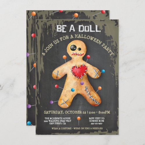 Voodoo Doll Halloween Party Invitation