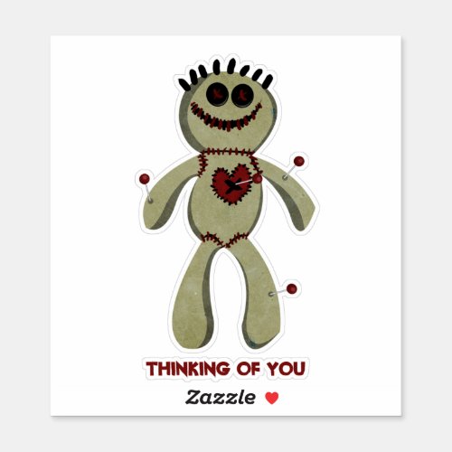 Voodoo Doll heart pins stitching thinking of you Sticker