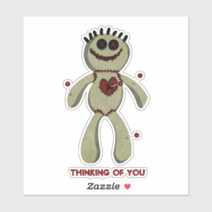 Voodoo Doll heart pins stitching thinking of you Sticker
