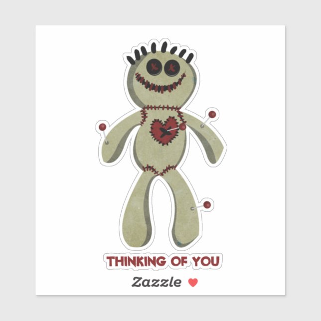 Voodoo Doll heart pins stitching thinking of you Sticker (Sheet)