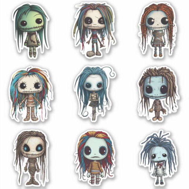 Voodoo Doll Inspired Characters Sticker Set (Front)