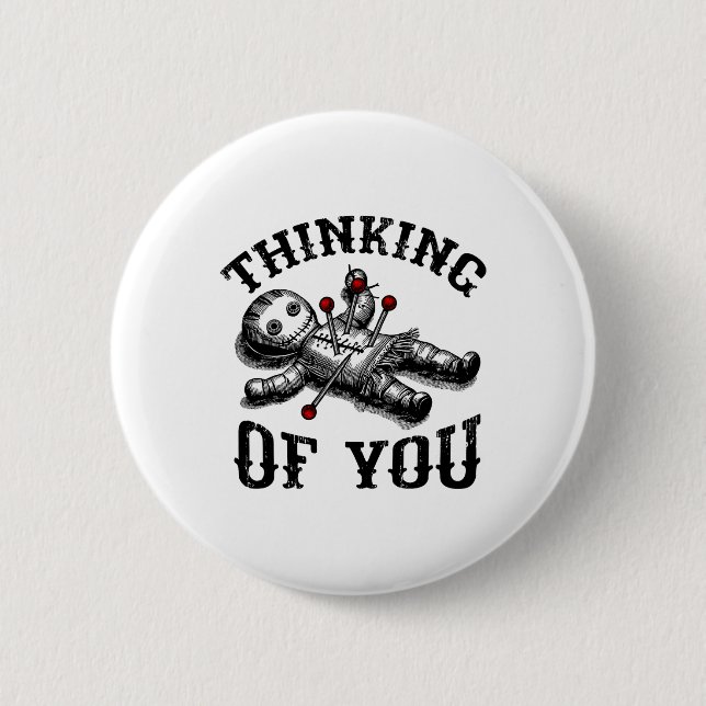 Voodoo Doll Thinking Of You Funny Goth Halloween C Button (Front)