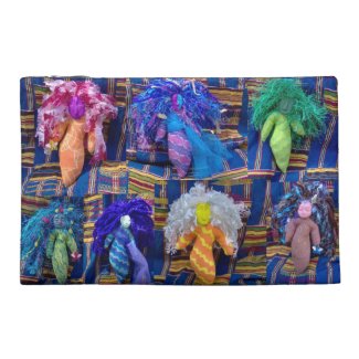 Voodoo Dolls on EelKat's Antique Blue Kente Travel Accessory Bag