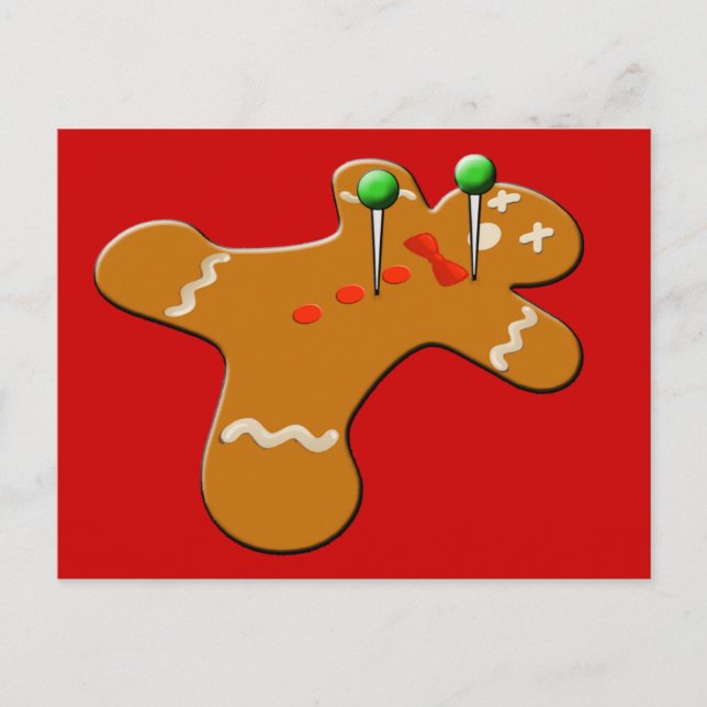 Voodoo Gingerbread Man Christmas Humor Holiday Postcard (Front)