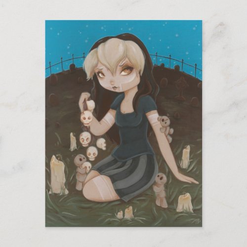Voodoo GOTH girl skull Postcard