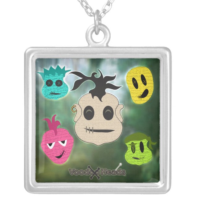 Voodoo Heads ~ Swamp Silver Plated Necklace (Front)