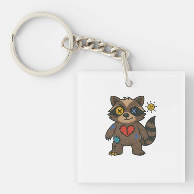 Voodoo Raccoon Tee — Mischief Patched Up Keychain (Front)