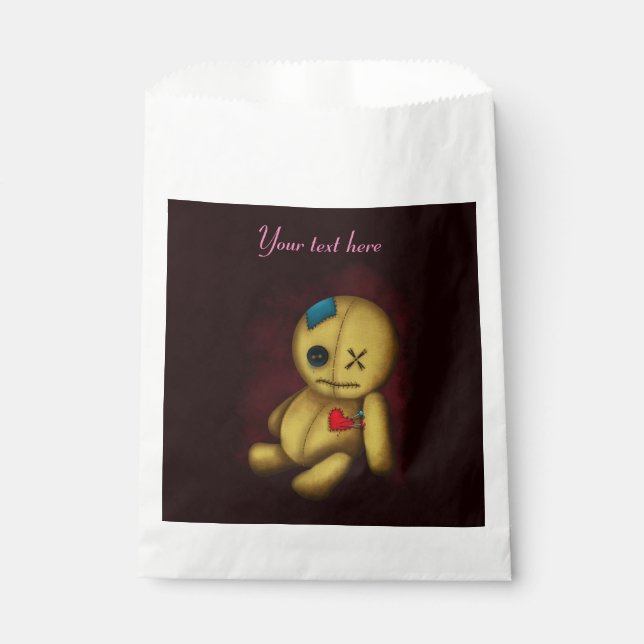 Voodoo Rag Doll with buttons Patches and Pins Favor Bag (Front)