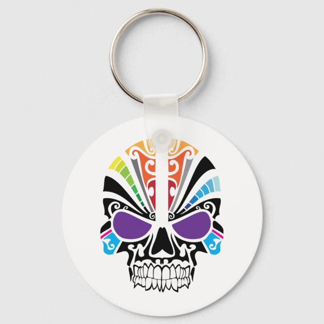 Voodoo Rainbow Skull Keychain (Front)