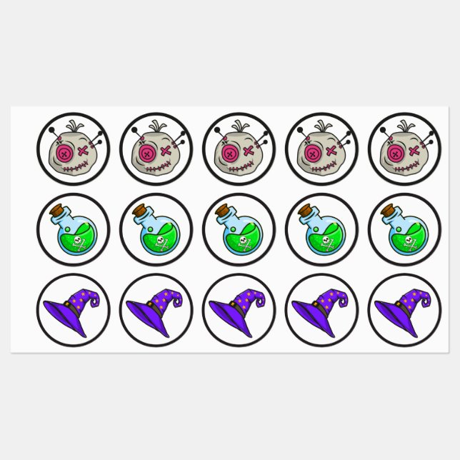 Voodoo Token Large Circle Waterproof Stickers (Sheet)