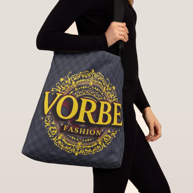 VORBE Fashion Premium Gold Monogram Tote Bag (Close Up)