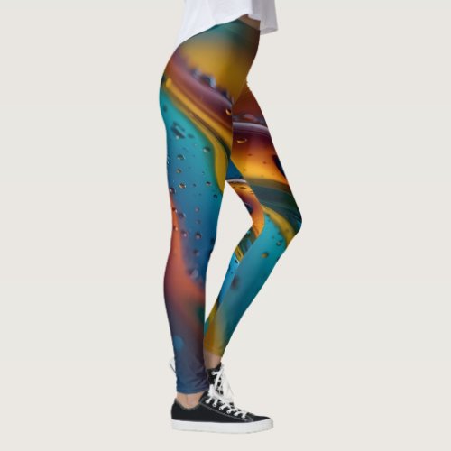 Vortex of Colors An Abstract Dance of Oil Leggings