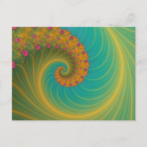 Vortex on Poppy Row in Orange and Turquoise Postcard