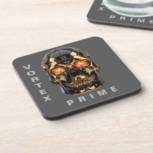Vortex Prime Cyberpunk Skull Design Beverage Coaster