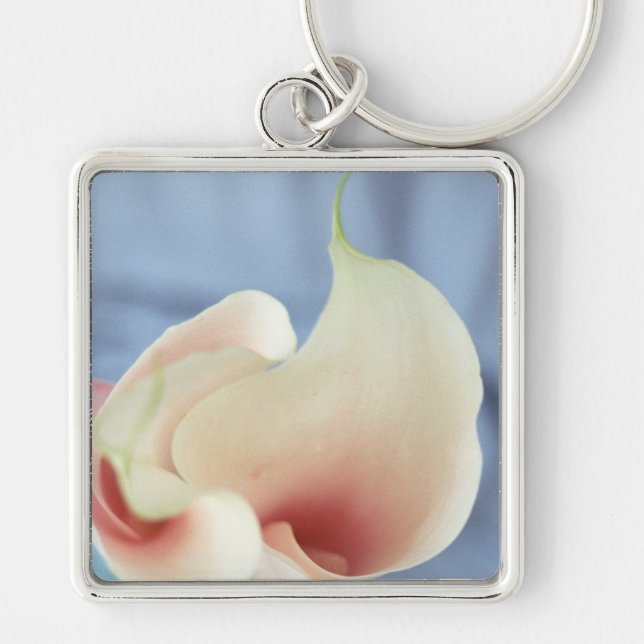Vortex White Calla Lily Art Photo Keychain (Front)