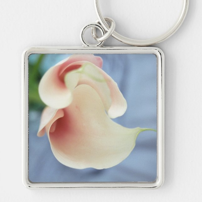 Vortex White Calla Lily Art Photo Keychain (Front)