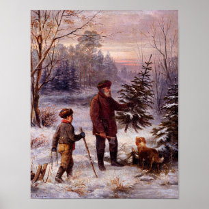 Vorweihnacht Franz Krüger Christmas Tree Snow Poster