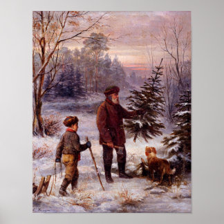Vorweihnacht Franz Krüger Christmas Tree Snow Poster