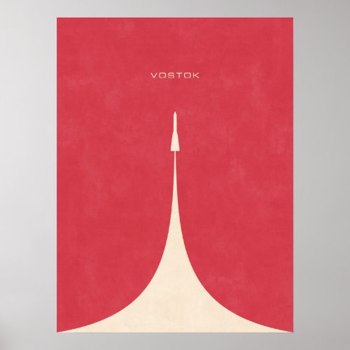 Vostok Rocket _ Plain Red Poster