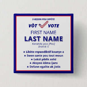VÒT VOTE Haitian Creole Bilingual 2026 Campaign Button