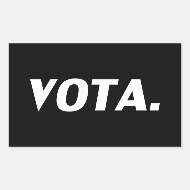 Vota vote in Spanish black white modern political Rectangular Sticker (Front)