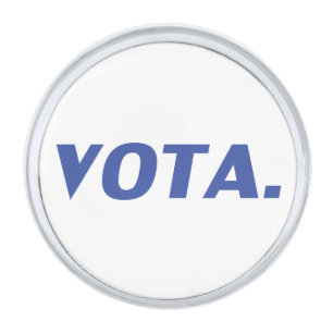 Vota vote in Spanish blue white modern political Silver Finish Lapel Pin