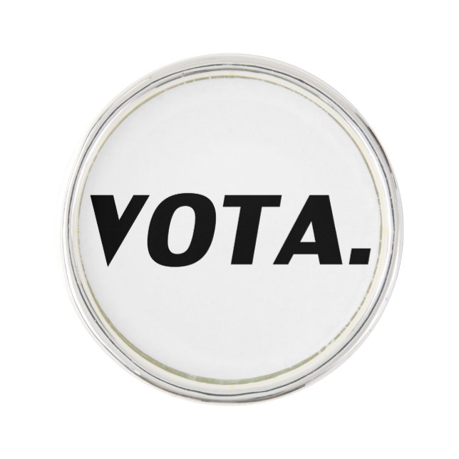 Vota vote in Spanish white black modern political Lapel Pin (Front)