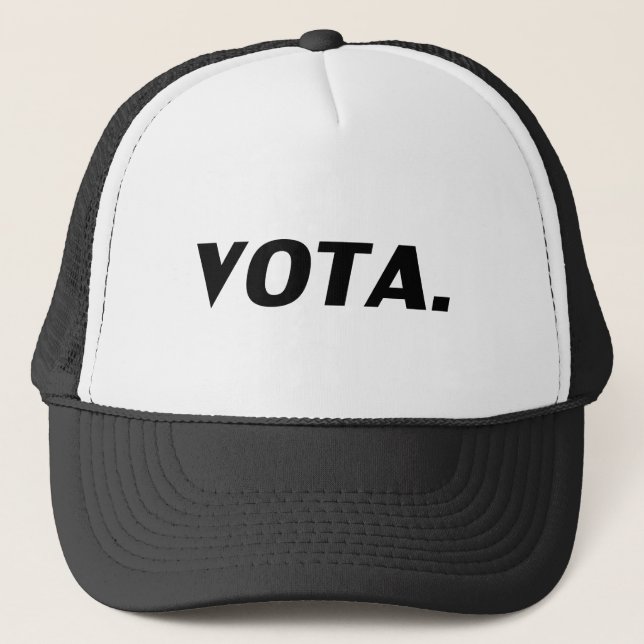 Vota vote in Spanish white black modern political  Trucker Hat (Front)