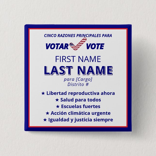 VOTAR VOTE Spanish Bilingual Political Campaign Button (Front)