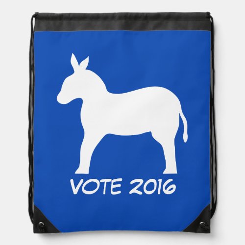 Vote 2016 Election Democrat Blue Donkey Custom Drawstring Bag