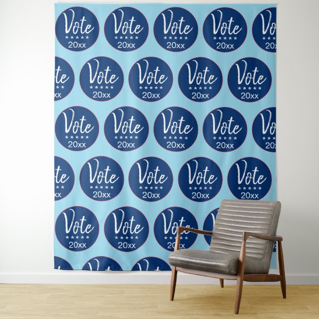 Vote 2022 Election Five Stars Blue Non-Partisan Tapestry (In Situ)