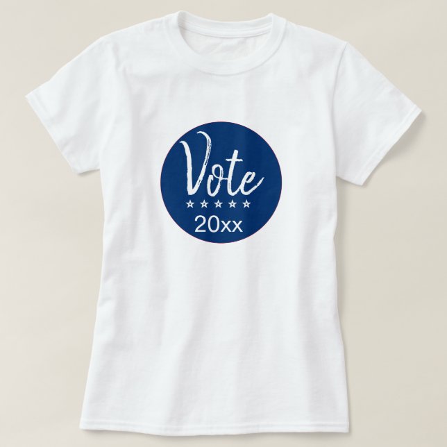 Vote 2024 Election Five Stars Blue Non-Partisan T-Shirt (Design Front)