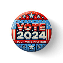 Vote 2024 Patriotic Pin Button