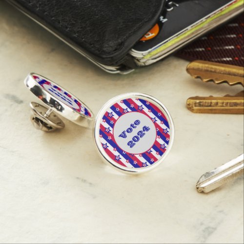 Vote 2024 Red White and Blue Stars and Stripes  Lapel Pin