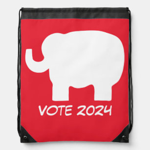 Vote 2024 Republican Election Red Elephant Custom Drawstring Bag