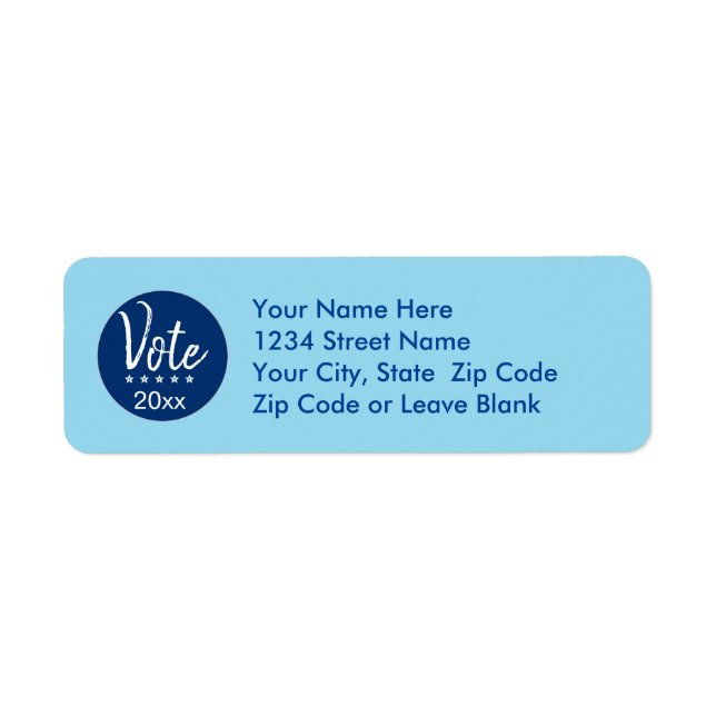 Vote 2026 Election Five Stars Blue Non-Partisan Label (Front)