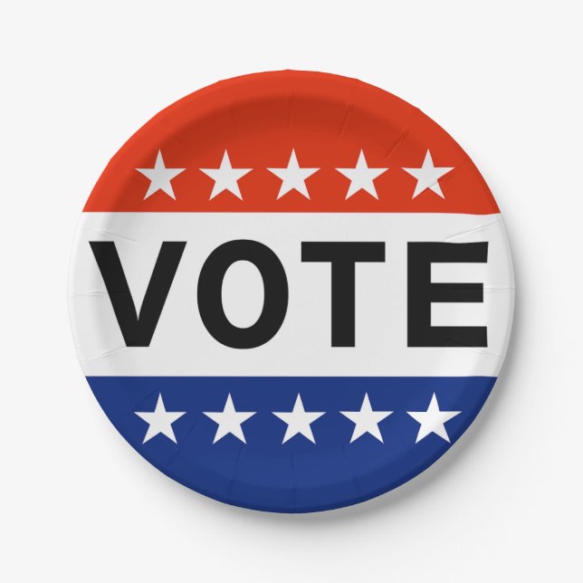 Vote 2026 Midterm Election Paper Plates (Front)