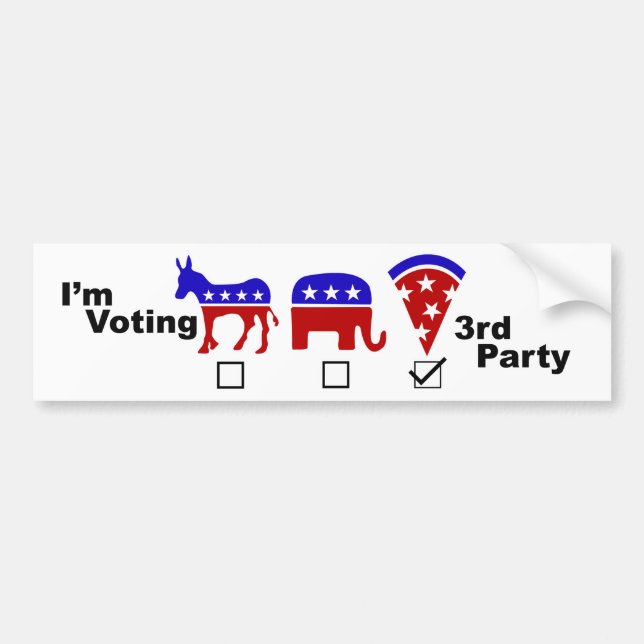 Vote 3rd Party: Pizza Party! Bumper Sticker (Front)
